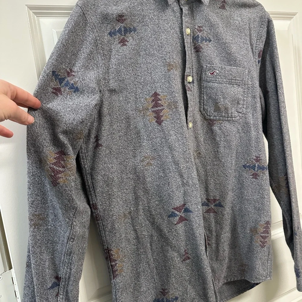 HOLLISTER Aztec Mens L Heavy Flannel Long Sleeve Button-Up Shirt
